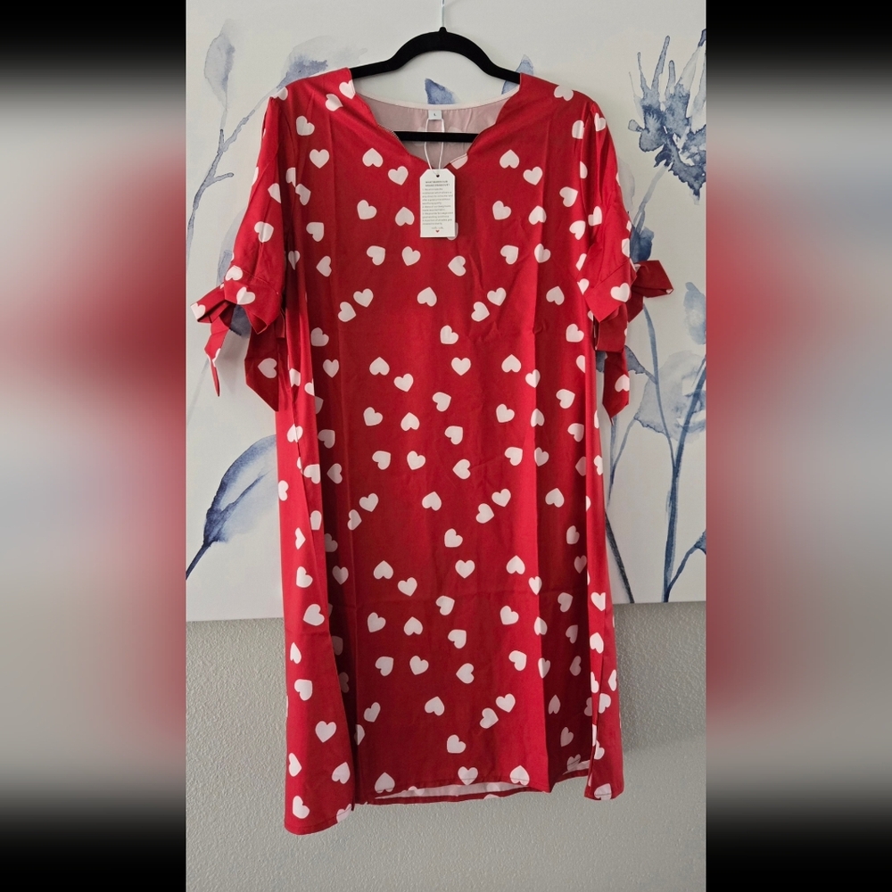 Red Dress with White Heart Pattern